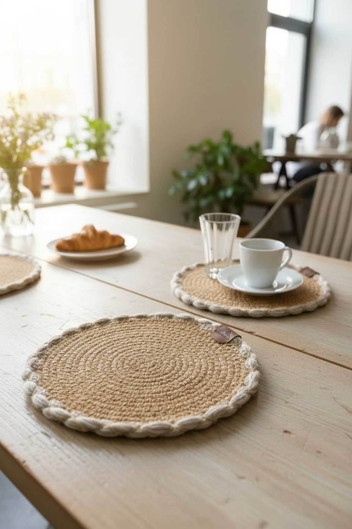 Örgü Model Kahve Sunumluğu 2’li Set 23 Cm – El Yapımı Bardak Altlığı Dekoratif Sunum Altlığı