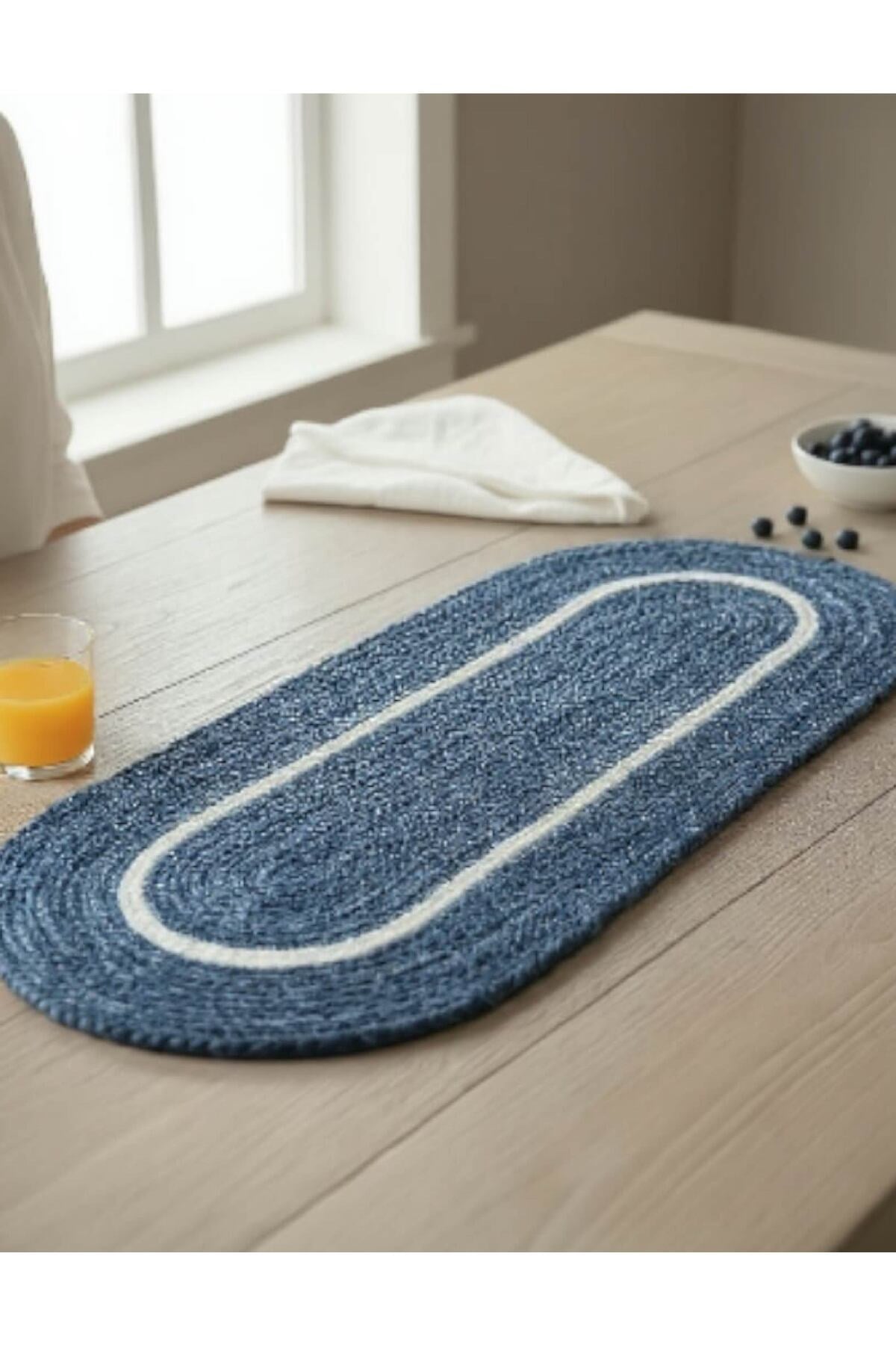 Runner Örgü Dokulu Oval Model 35x100 cm – Şık Masa Runnerı