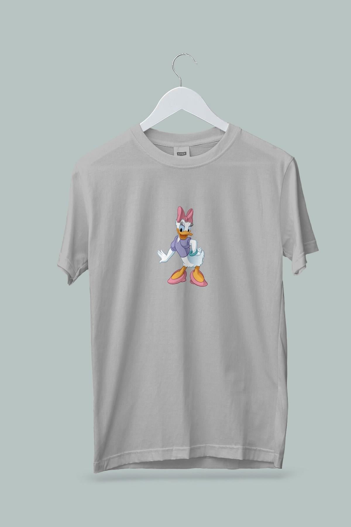 Maki Home Kız Çocuk Daisy Duck Baskılı Gri Tshirt 5 6 7 8 9 10 11 12 13 14 yaş disney miki mouse