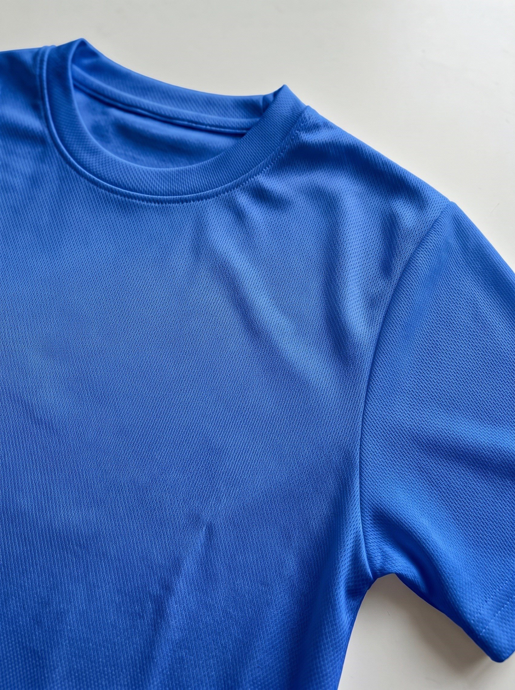 Unisex Mavi Dry Touch Nefes Alabilen Kısa Kollu Spor T-Shirt Hızlı Kuruyan Koşu Fitness Antrenman