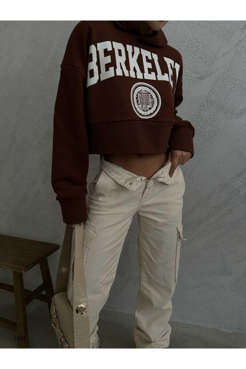 Diana Yüksek Kalite Kadın Crop Sweatshirt  Kahve