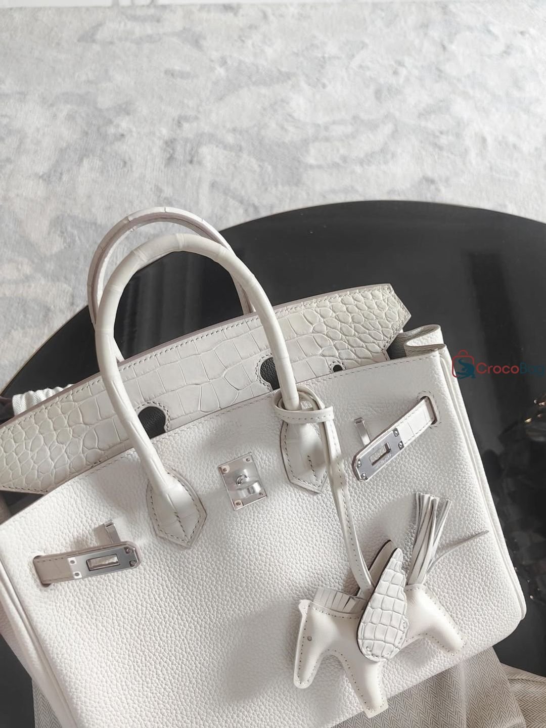 Hermes birkin 25 white gold hardware togo leather