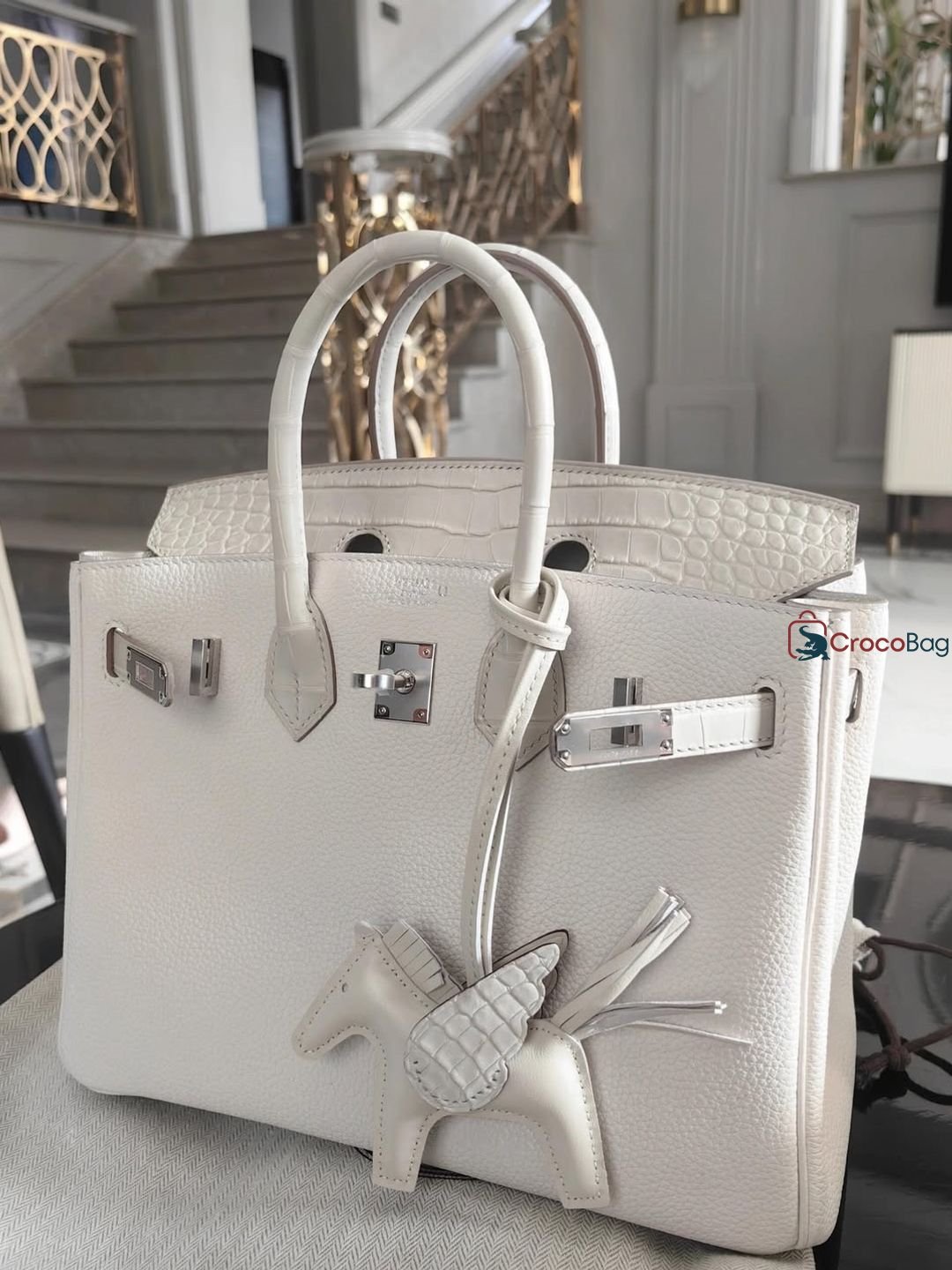 Hermes birkin 25 white gold hardware togo leather