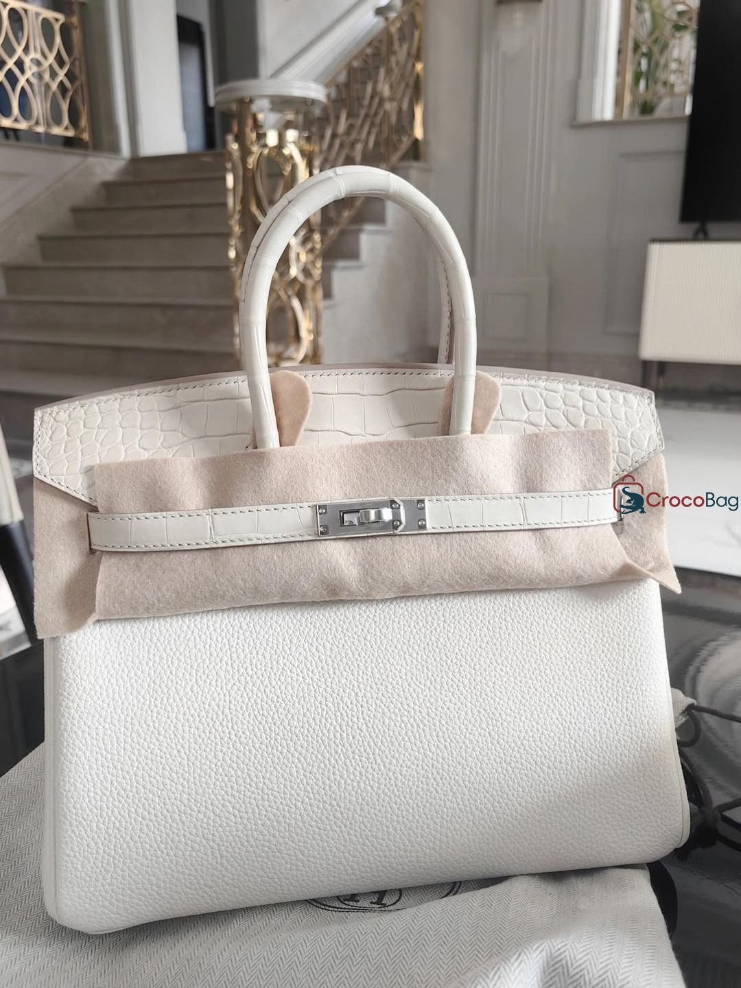 Hermes birkin 25 white gold hardware togo leather