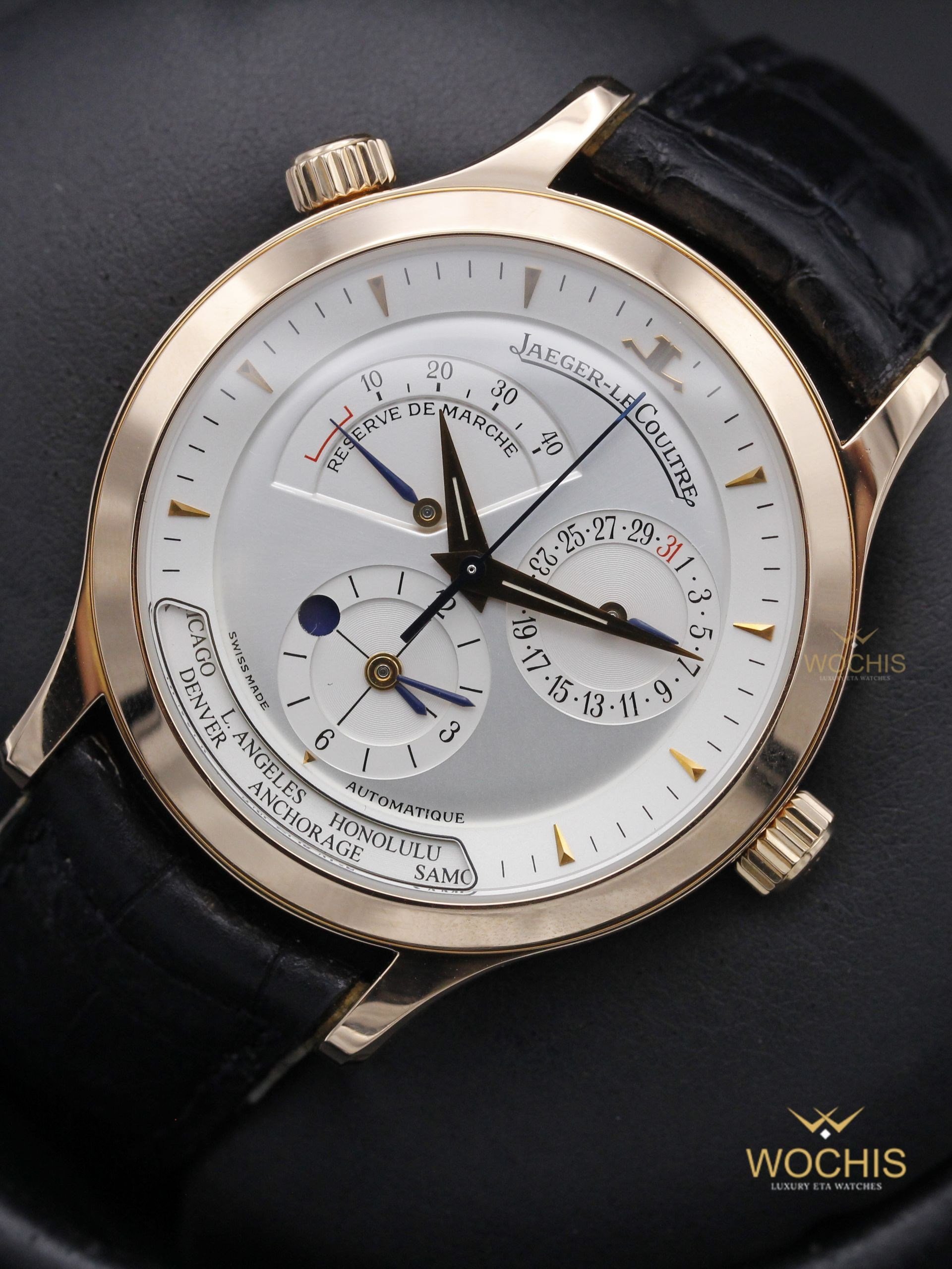 Jaeger Lecoultre Master Geographic World Time 142.2.92-5349 (Rose Gold - 38 - Silver)
