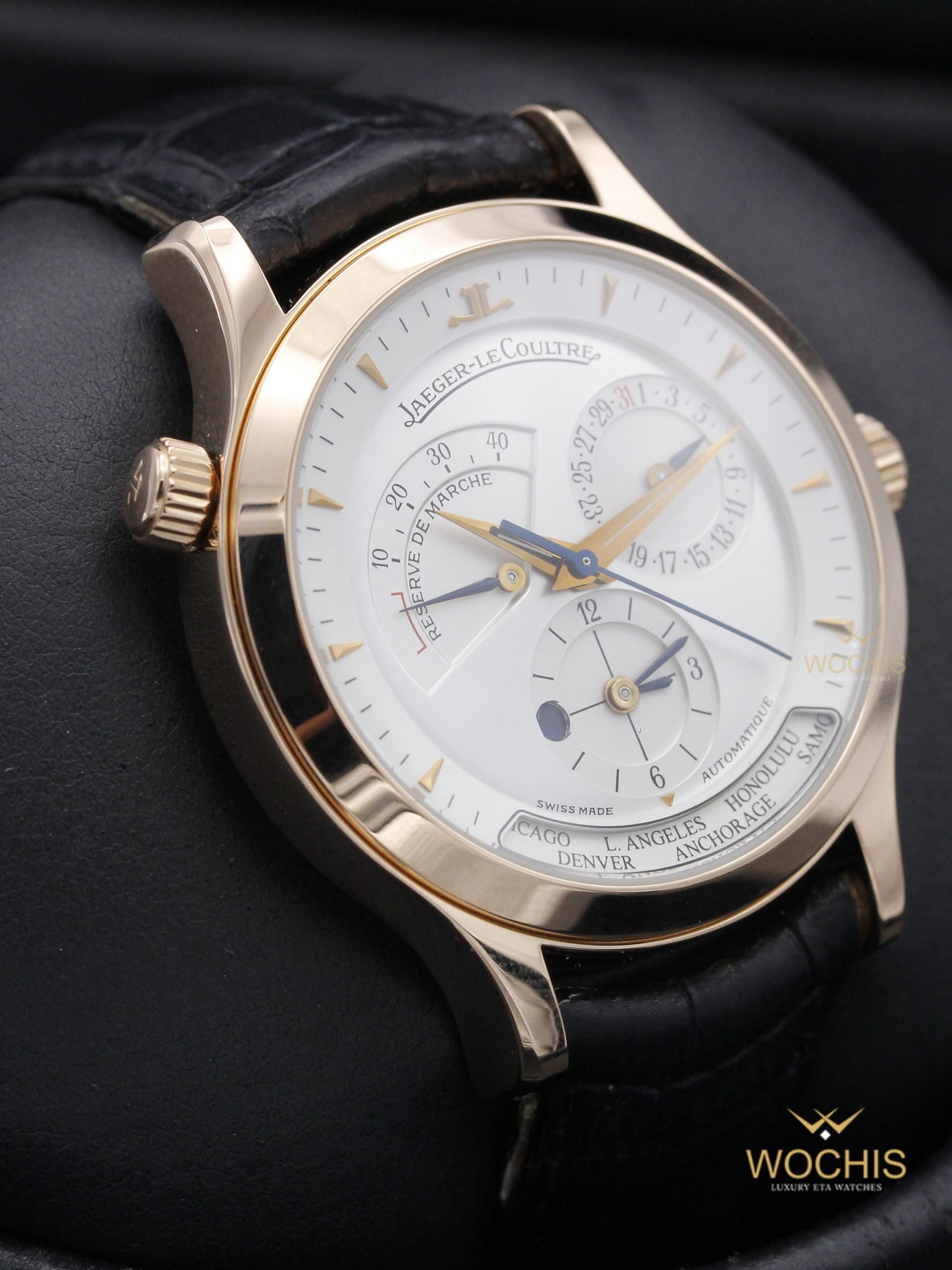 Jaeger Lecoultre Master Geographic World Time 142.2.92-5349 (Rose Gold - 38 - Silver)