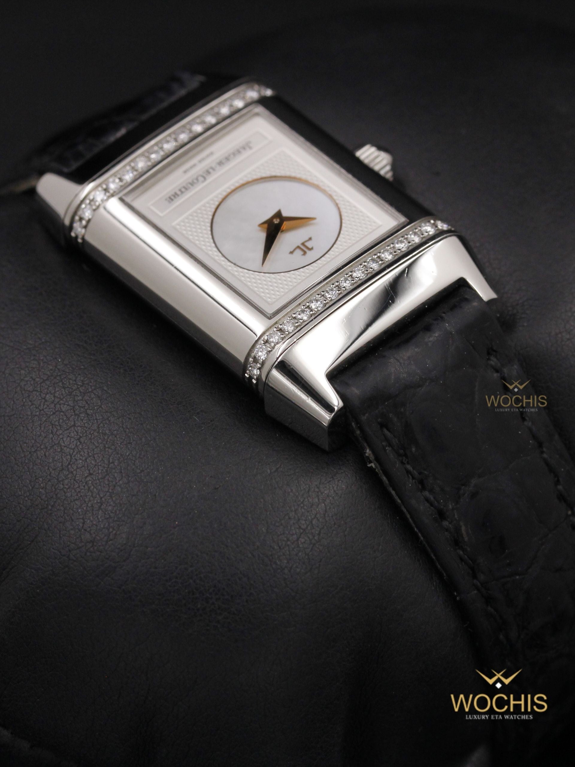 Jaeger Lecoultre Reverso Duetto 266.8.44-4753 (Stainless Steel W. Diamonds - 20 - White Mother of Pearl - Silver)