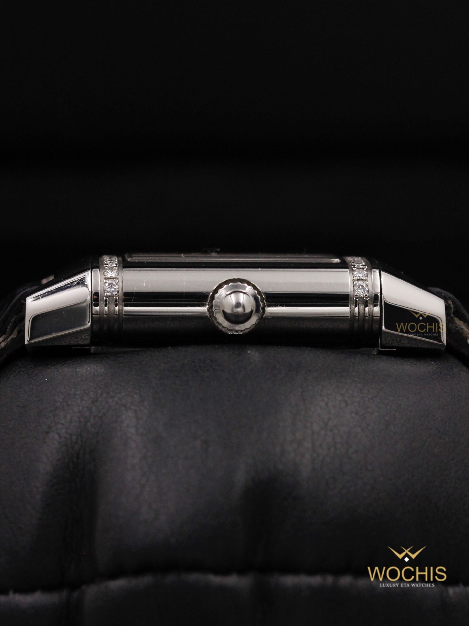 Jaeger Lecoultre Reverso Duetto 266.8.44-4753 (Stainless Steel W. Diamonds - 20 - White Mother of Pearl - Silver)