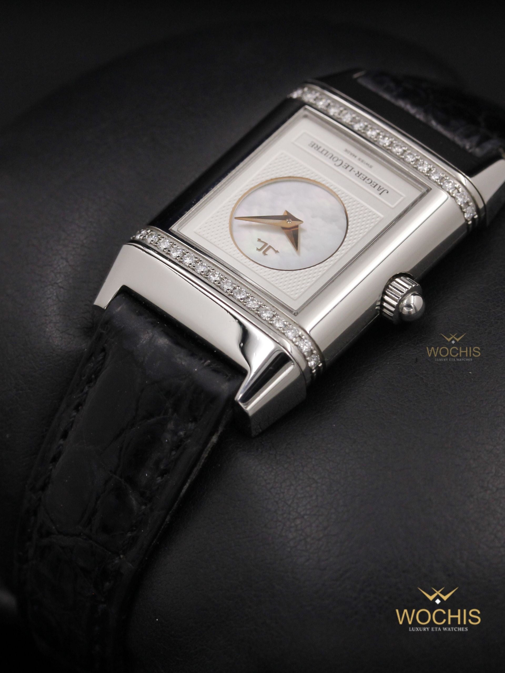 Jaeger Lecoultre Reverso Duetto 266.8.44-4753 (Stainless Steel W. Diamonds - 20 - White Mother of Pearl - Silver)