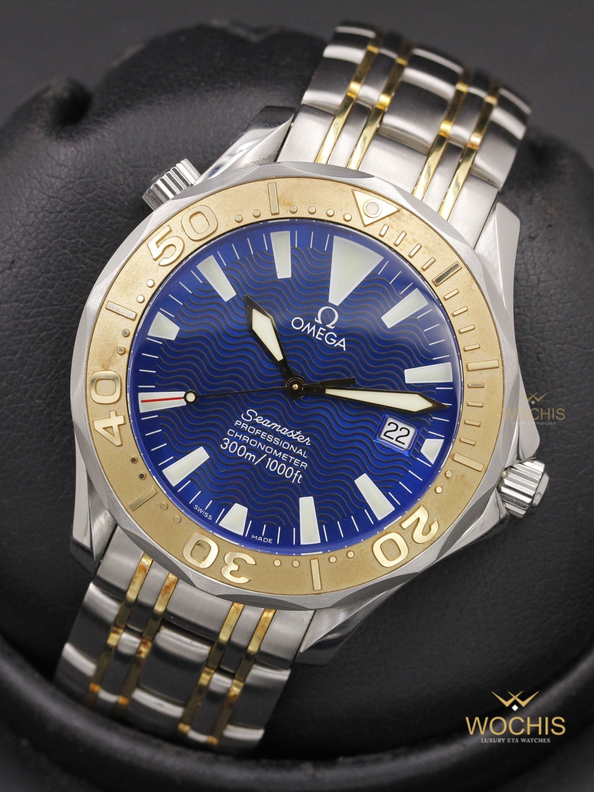 Omega Seamaster 300m 2455.80-3219 (Stainless Steel - Yellow Gold - 41 - Blue)