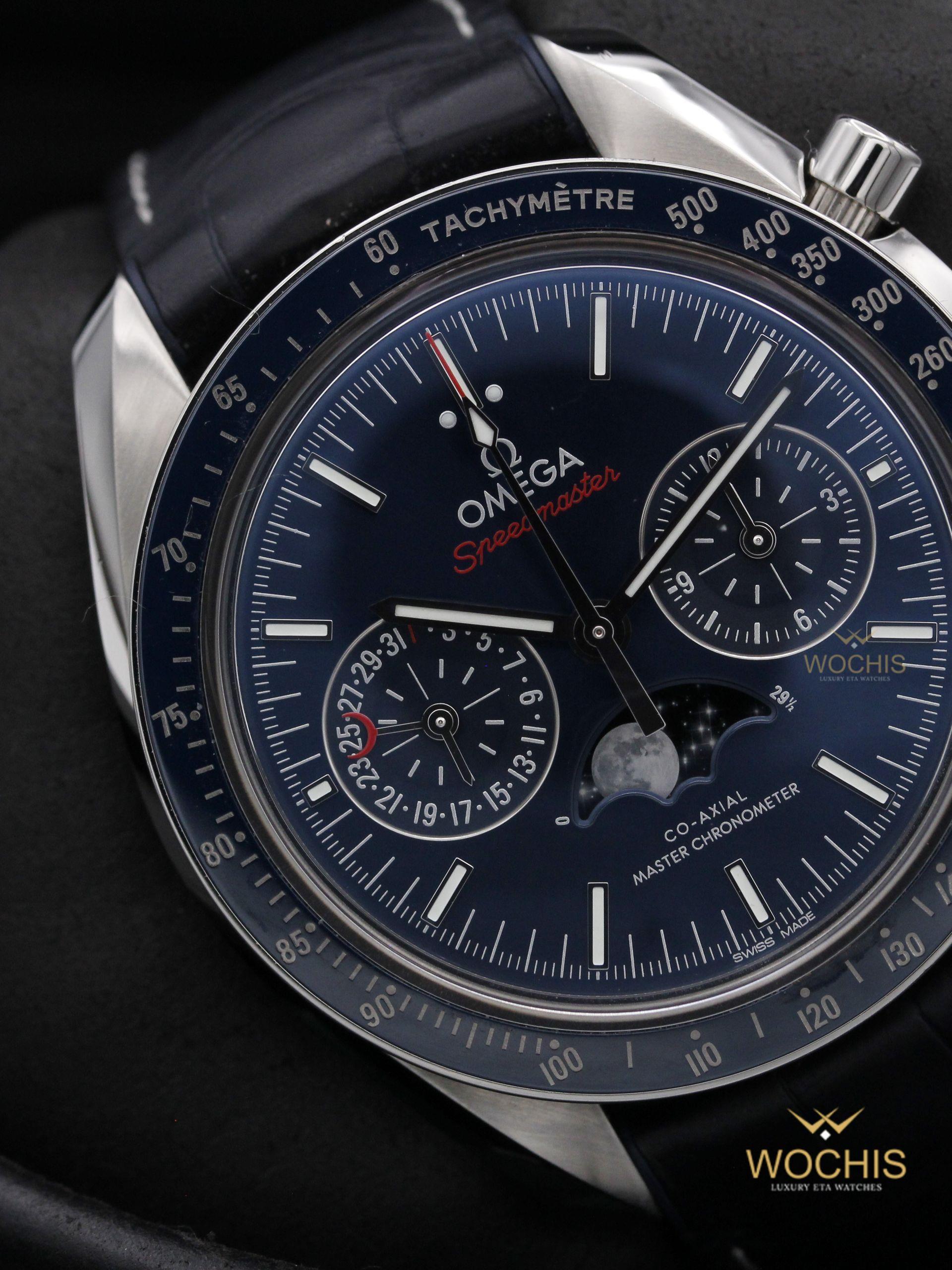 Omega Speedmaster Moonphase 304.33.44.52.03.001-8733 (Stainless Steel - 44 - Blue)