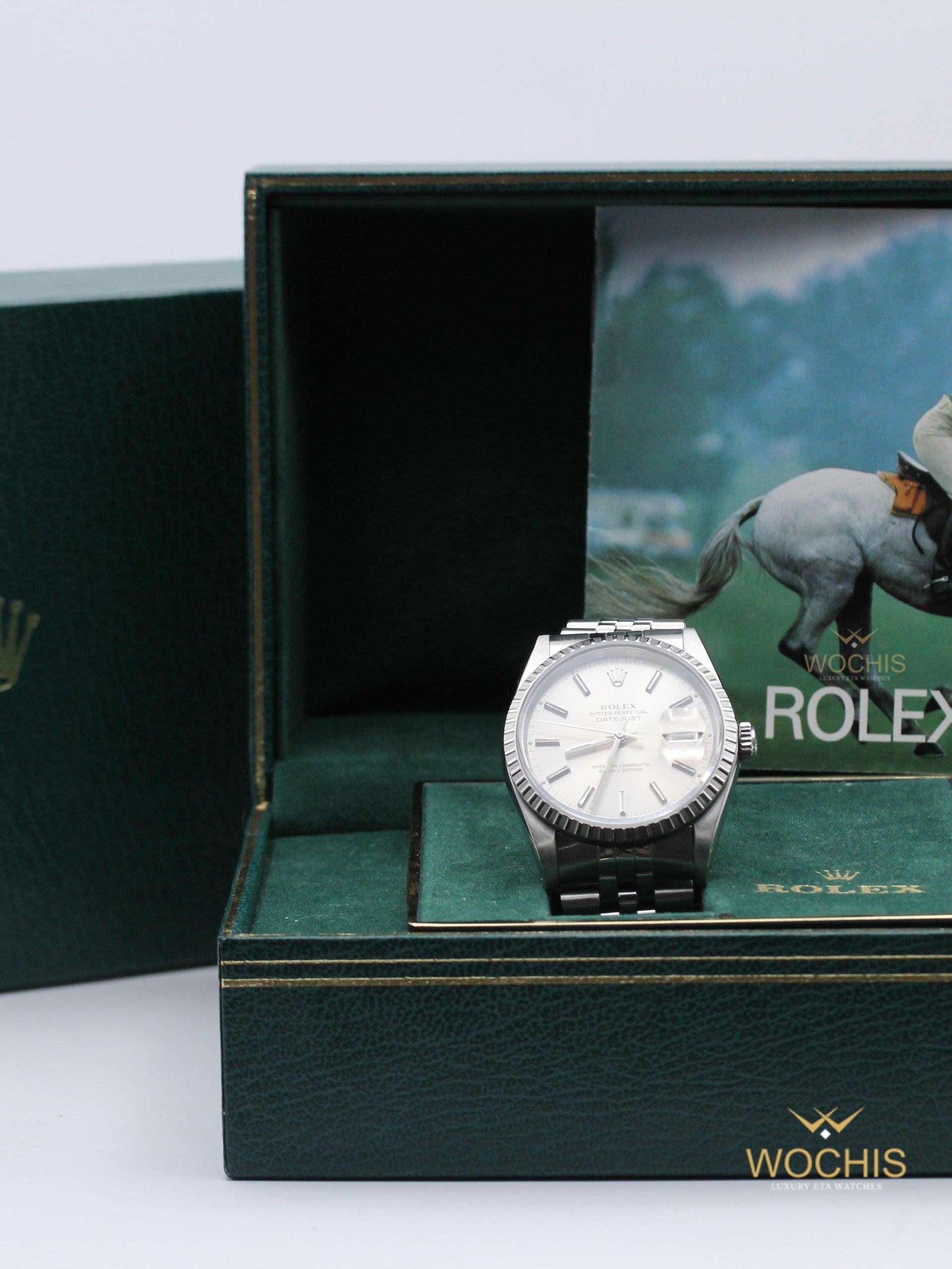 Rolex Datejust w. Engine Turned Bezel 16220-8353 (Stainless Steel - 36 - Silver Index)