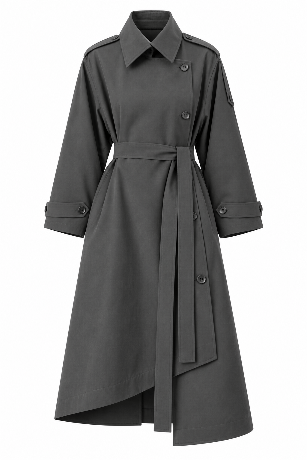 EKOSE DETAY TRENCHCOAT GRİ