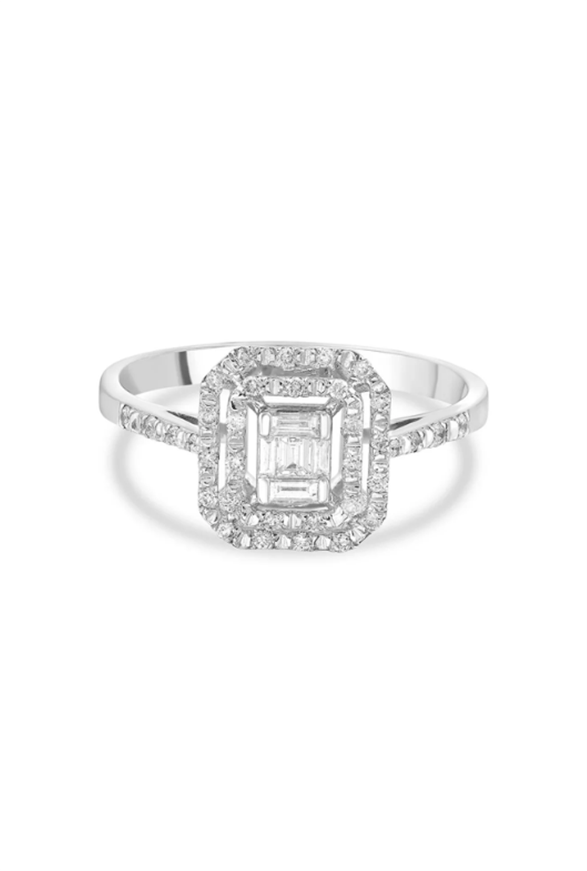 0,33 Karat Pırlanta Baget Kenarı Taşlı Yüzük