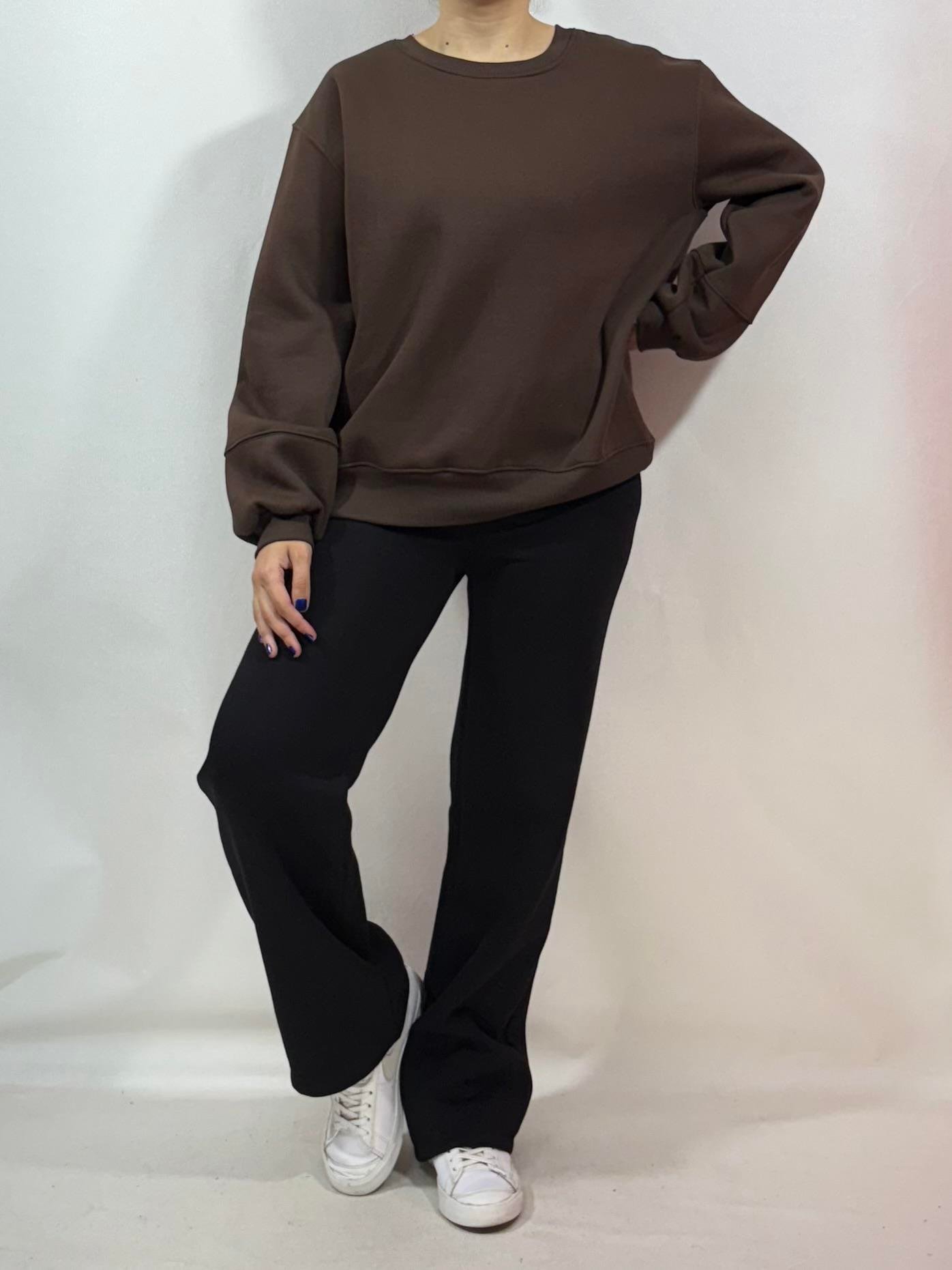 ÜÇ İPLİK KOL PARÇALI SWEAT KAHVERENGİ