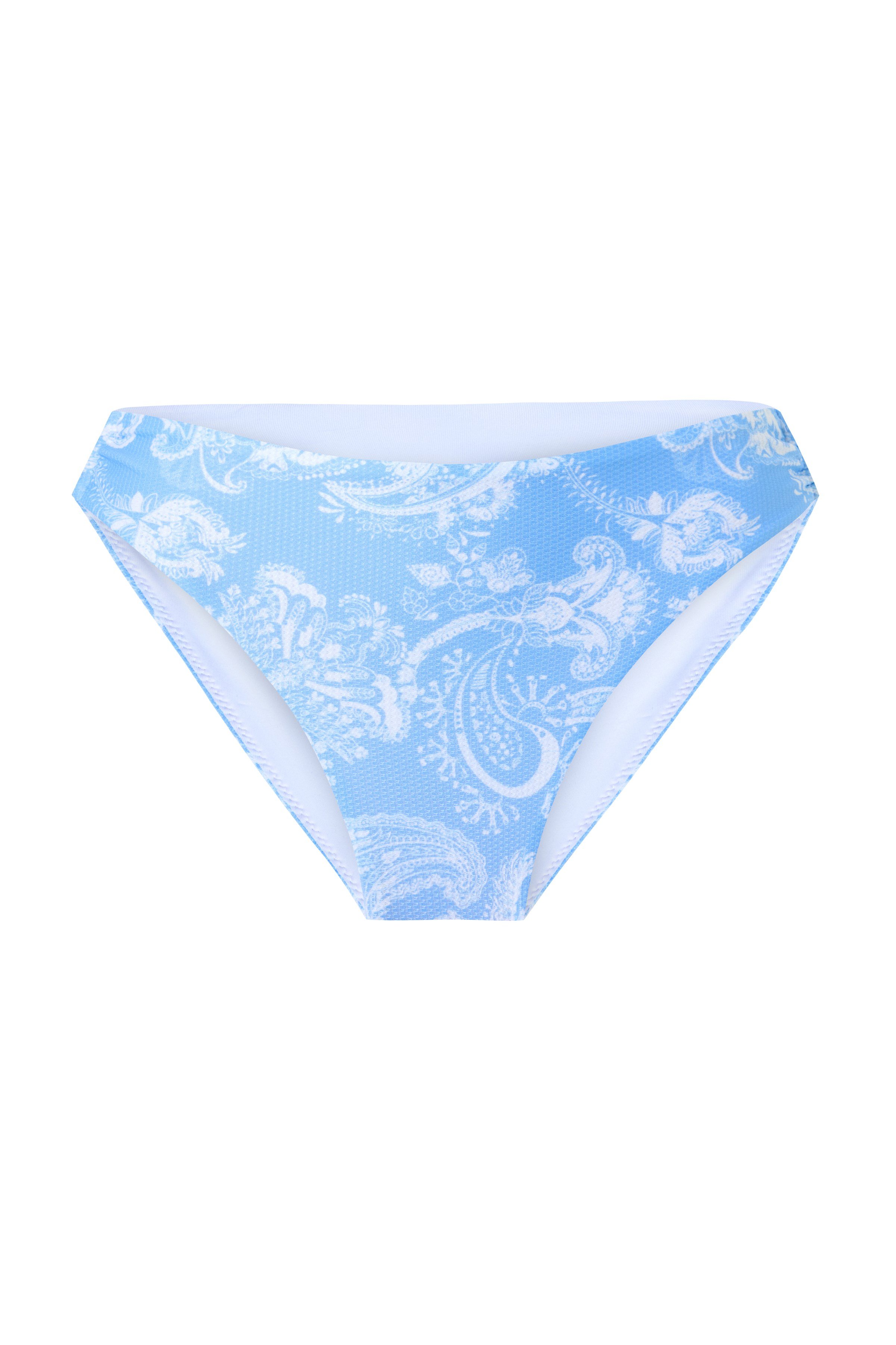 Paisley Desenli Normal Bel Mavi Beyaz Kadın Bikini Altı – Celestia
