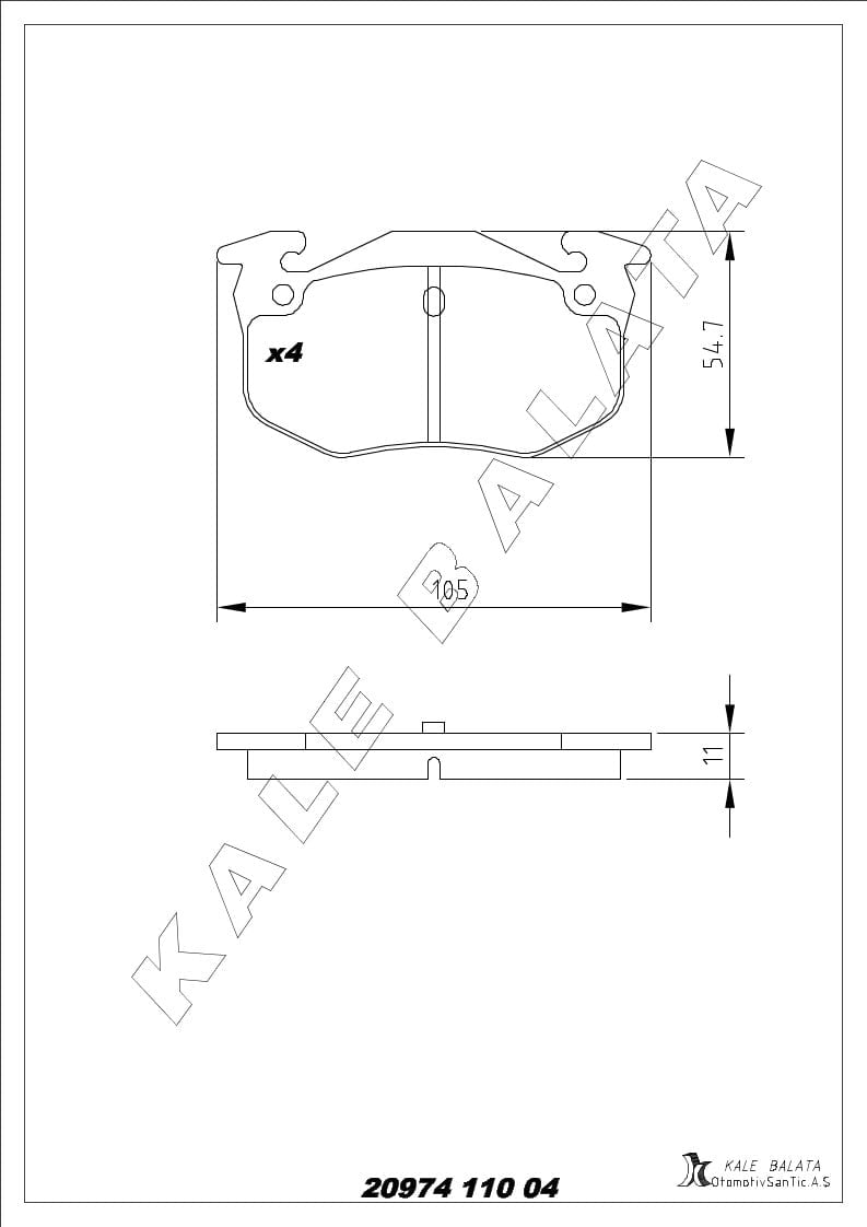 Disk Balata Arka 11Mm Kalınlık Clıo 90>98 R19 92>95 Kalebalata 20974 110 04