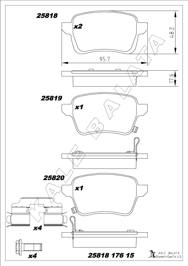 Disk Balata Arka 15 Jant 500 L 12> Egea 15> Urban Cross 20> Adam 12> Corsa E 14>19 Kalebalata 25818 176 15