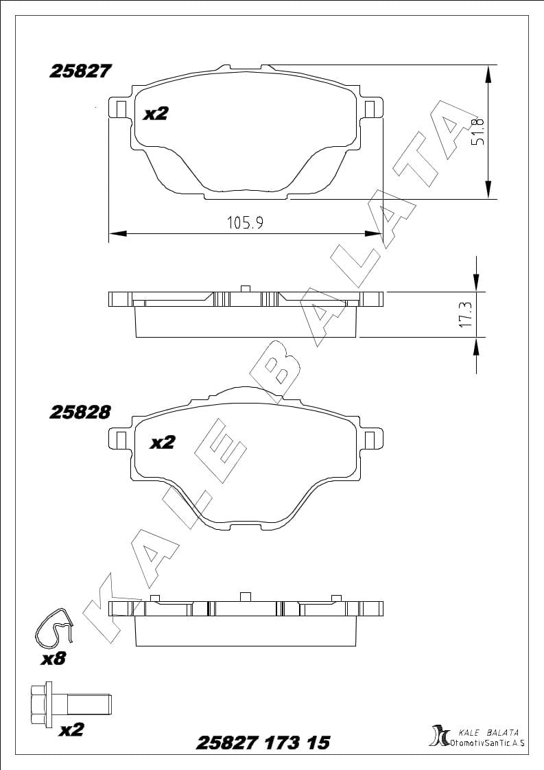 Disk Balata Arka 290 MM Disk İçin 3008 09>15 308 13> 5008 16> 508 10> C4 Picasso 13> C5 Aırcros 18> Granland X 17> Kalebalata 25827 173 15