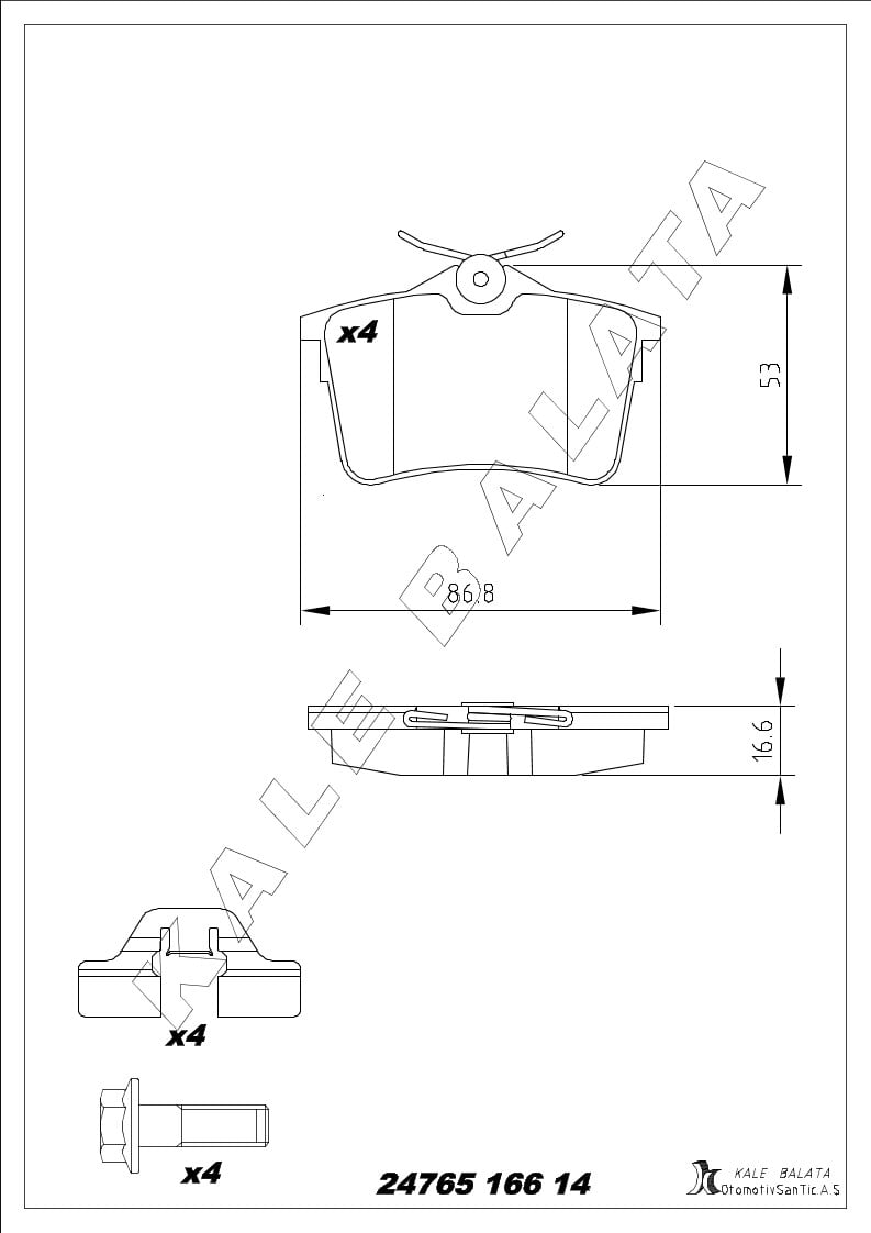 Disk Balata Arka 308 07>13 Partner Berlingo 08> Partner Tepe 08> Kalebalata 24765 166 14