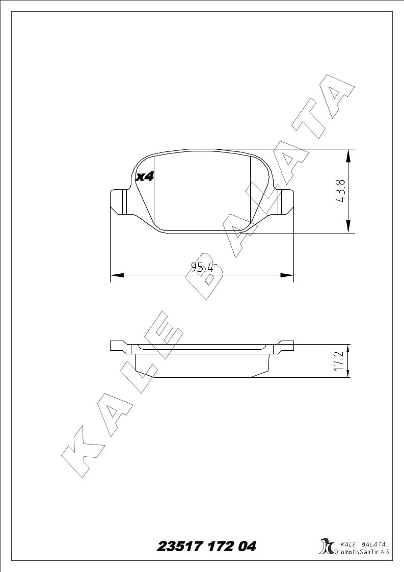 Disk Balata Arka 500L 12>Lınea 07> 147 00>10 156 97>06 Gt 03>10 Kalebalata 23517 172 04