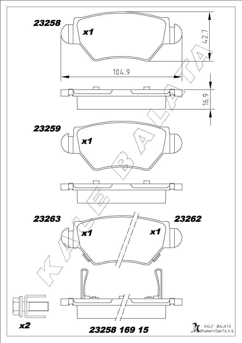 Disk Balata Arka Astra G 98>09 Corsa C 00>09 Zafıra A 99>05 Kalebalata 23258 169 15