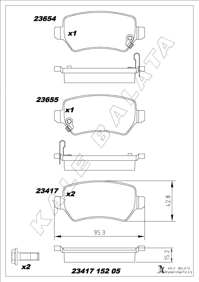 Disk Balata Arka Astra G H J Combo 01>12 Corsa 00>09 Merıva 03> Zafıra 99>11 İx20 10> Ceed 06>15 Soul 09>14 Venga 10> Kalebalata 23417 152 05