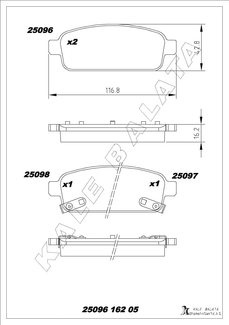Disk Balata Arka Astra J Astra J Gtc Zafıra C Volt Ev Charade 11> Mokka Trax 12> Cruze 09> Kalebalata 25096 162 05