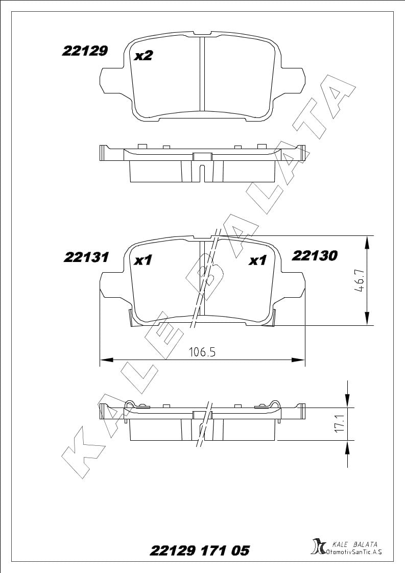 Disk Balata Arka Astra K 15> Insıgnıa B 17> Kalebalata 22129 171 05