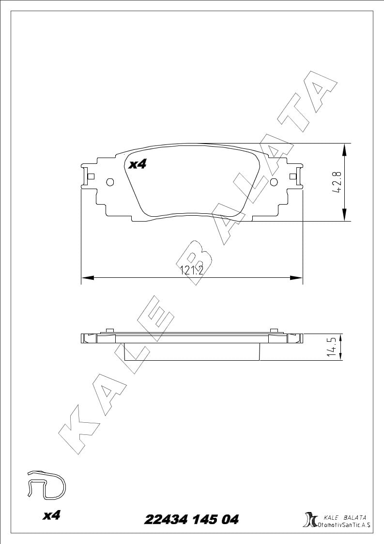 Disk Balata Arka C Hr 16> Rav4 Hybrıd 18> S90 16> V90 16> Xc60 17> Camry 17> Kalebalata 22434 145 04
