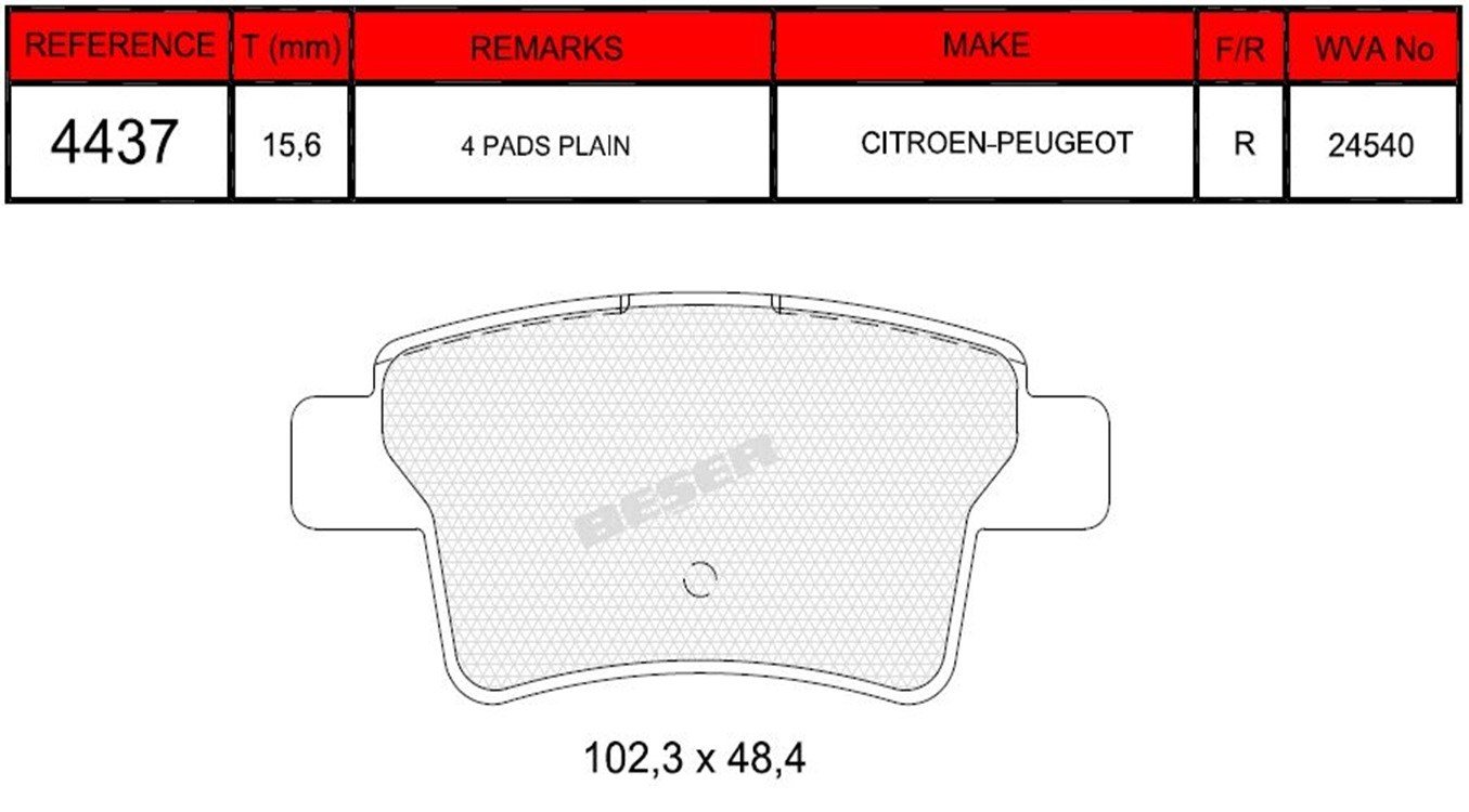 Disk Balata Arka C4 Picasso I 07>13 C4 Grand Picasso I 06>13 Recover 74437