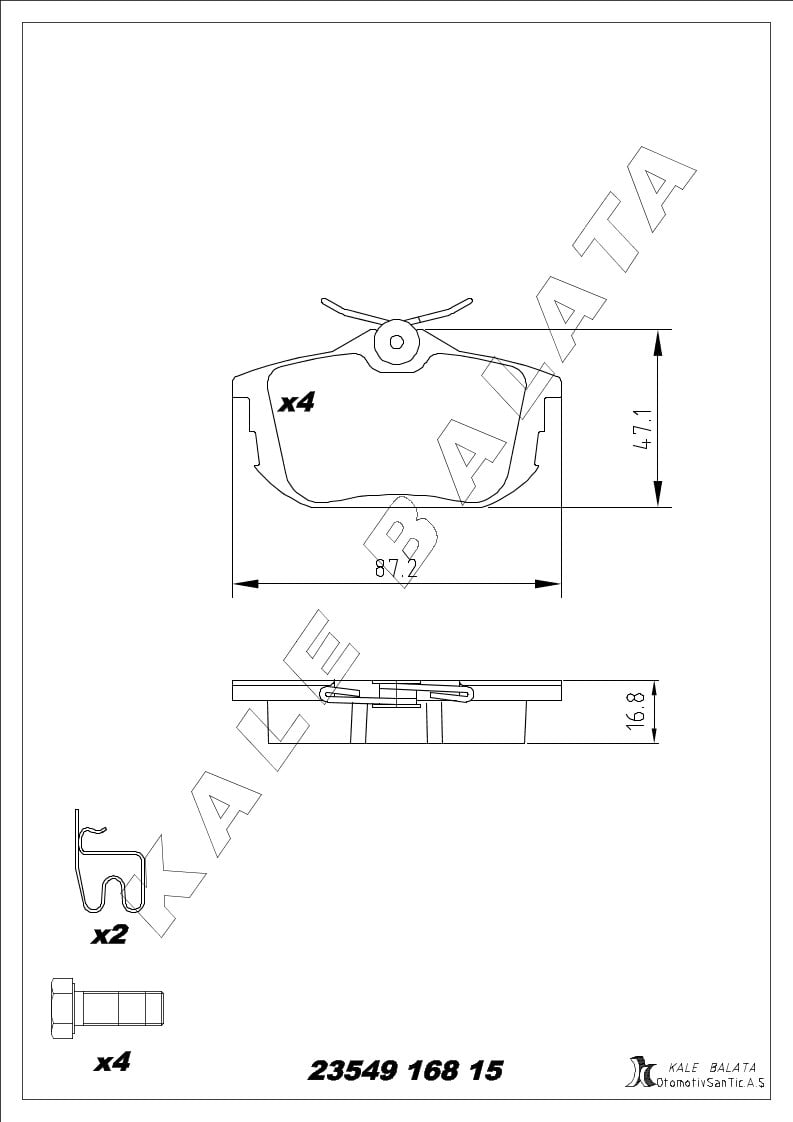 Disk Balata Arka Carısma 95>06 Colt 02>12 Space Star Mpv 98>04 S40 V40 95>04 Persona 400 94>07 Forfour 14> Kalebalata 23549 168 15