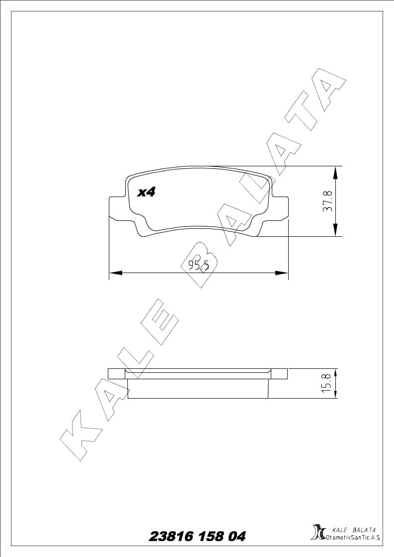 Disk Balata Arka Corlla 03>07 Kalebalata 23816 158 04