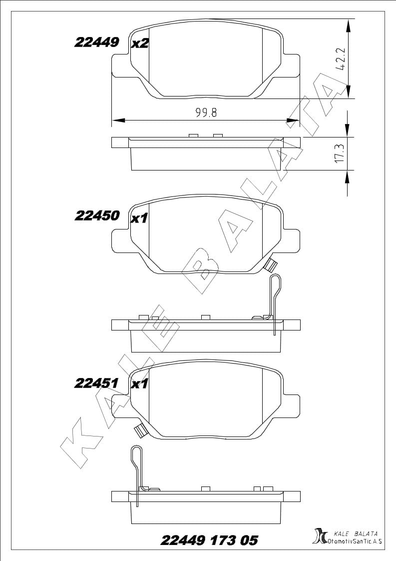 Disk Balata Arka Egea 15> Kalebalata 22449 173 05