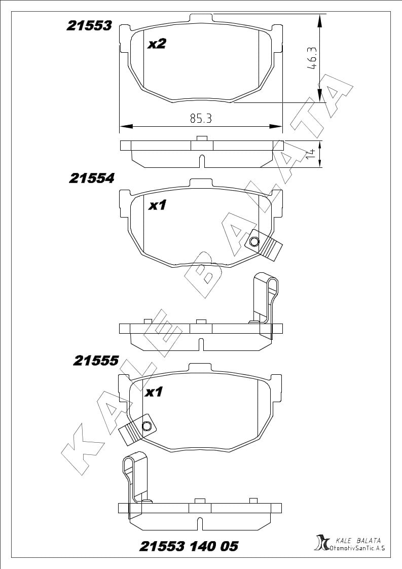 Disk Balata Arka Elantra 90>06 Matrıx 01>10 Cerato 04>13 Kalebalata 21553 140 05