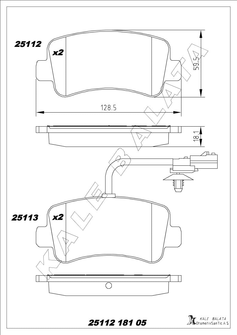 Disk Balata Arka Fişli Tek Teker Master Iıı 10>15 Movano B 10>14 Kalebalata 25112 181 05