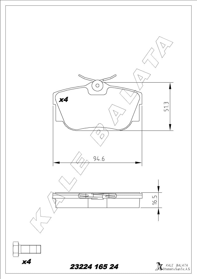 Disk Balata Arka Fişsiz Galaxy 95>06 Sharan 95>10 Transporter T4 90>03 Alhamra 96>10 Kalebalata 23224 165 24