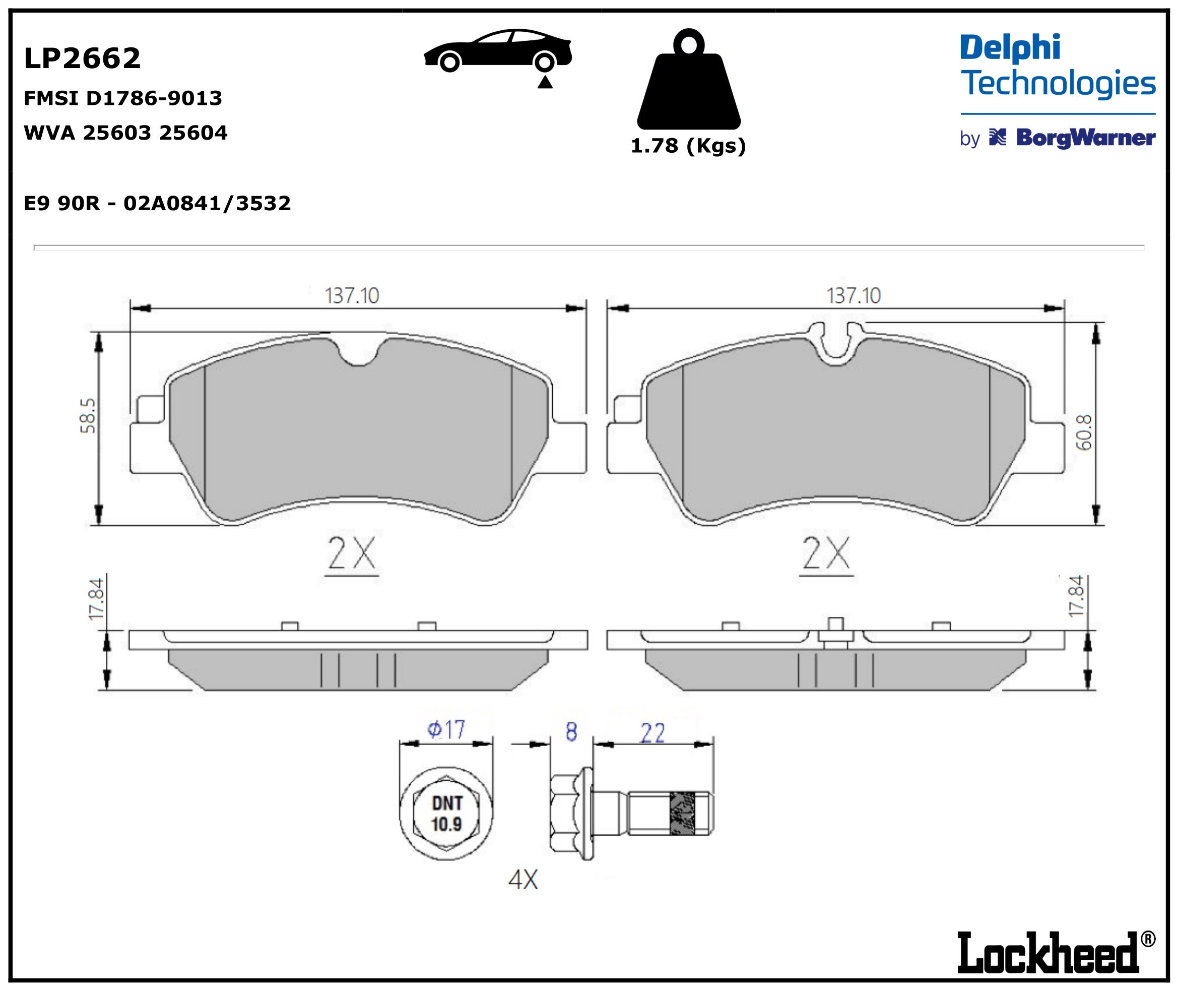 Disk Balata Arka Fişsiz Transit V362 V363 Custom 12> Delphı LP2662