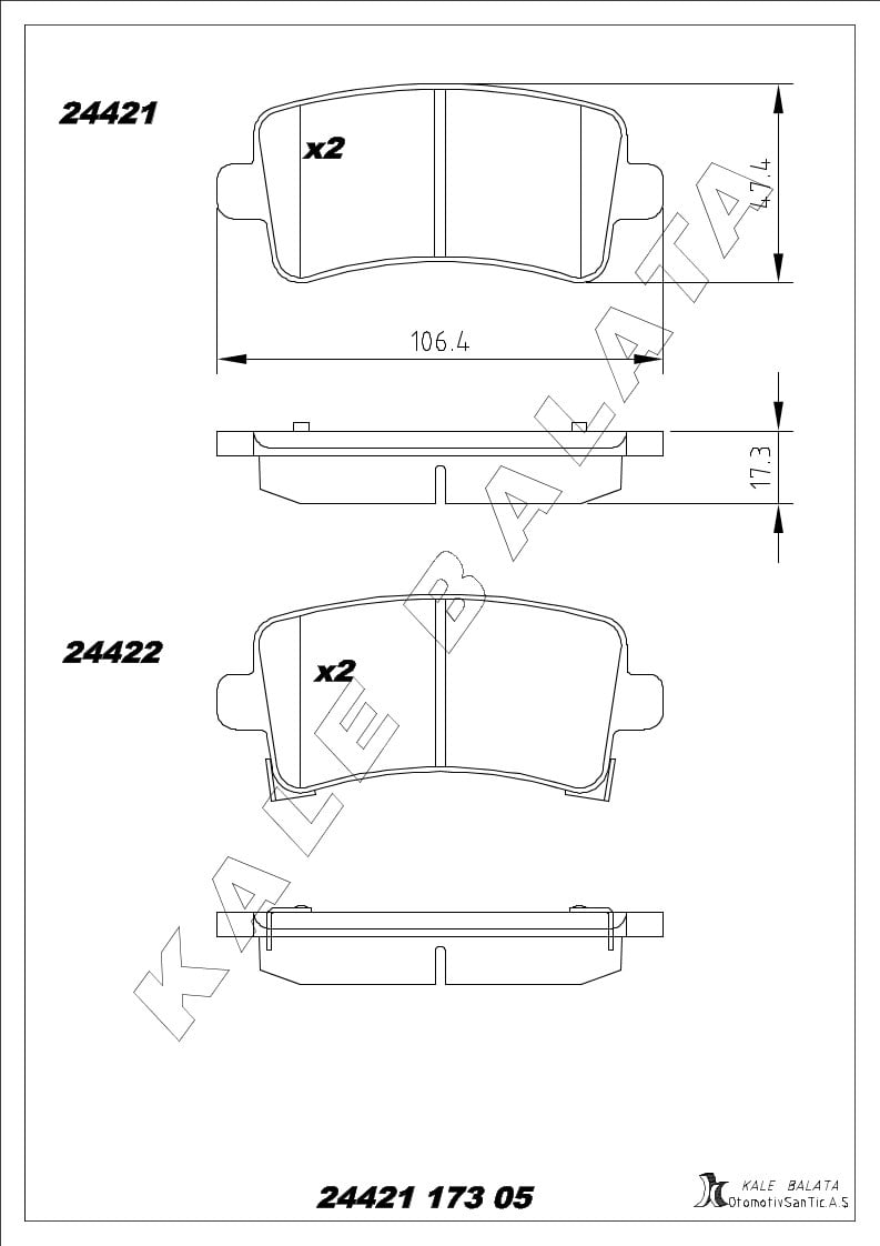 Disk Balata Arka Insıgnıa A 08> Malıbu 12> Kalebalata 24421 173 05