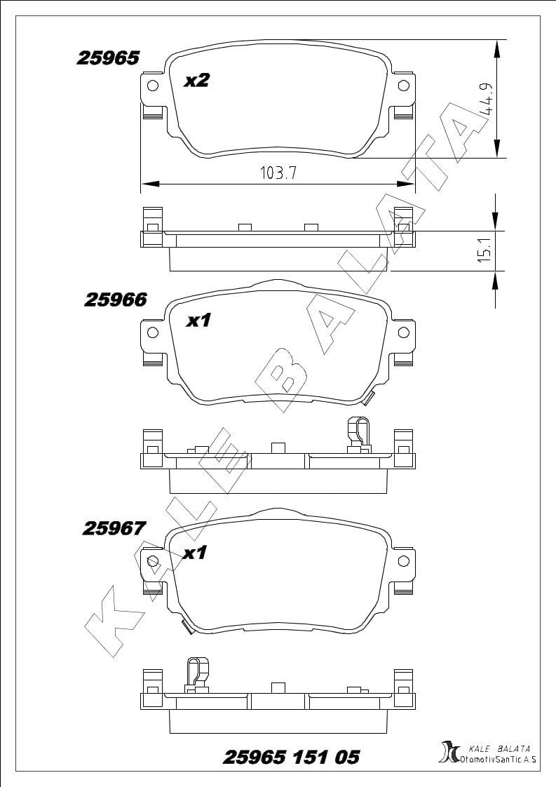 Disk Balata Arka Kadjar 15> Megane Gt 15> Talısman 13> Qashqaı Iı 13> X Traıl 13> Kalebalata 25965 151 05