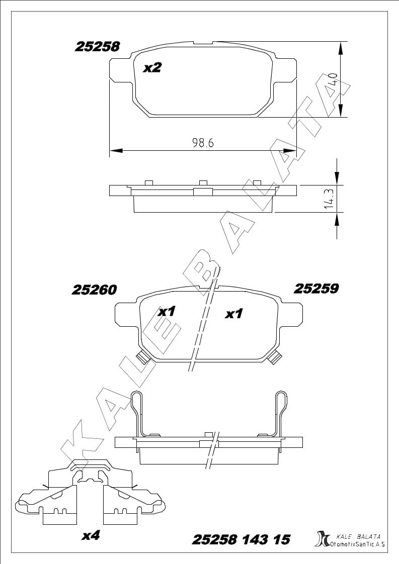 Disk Balata Arka Kaliper Saclı Baleno 16> Swıft IV 10>17 Swıft V 17> Sx4 S Cross 13> Vıtara 15> Kalebalata 25258 143 15