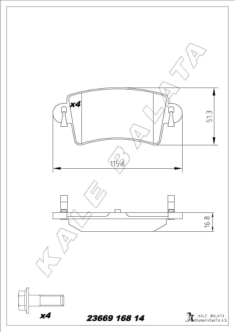 Disk Balata Arka Master Iı 98>11 Movano B 10>14 Kalebalata 23669 168 14