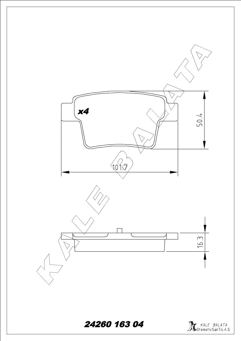 Disk Balata Arka Mondeo Iıı 00>07 X Type 01>09 Kalebalata 24260 163 04
