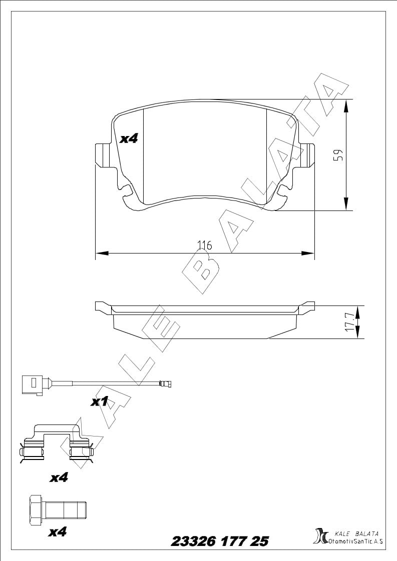 Disk Balata Arka Transporter T5 03>15 Transporter T6 15> Kalebalata 23326 177 25