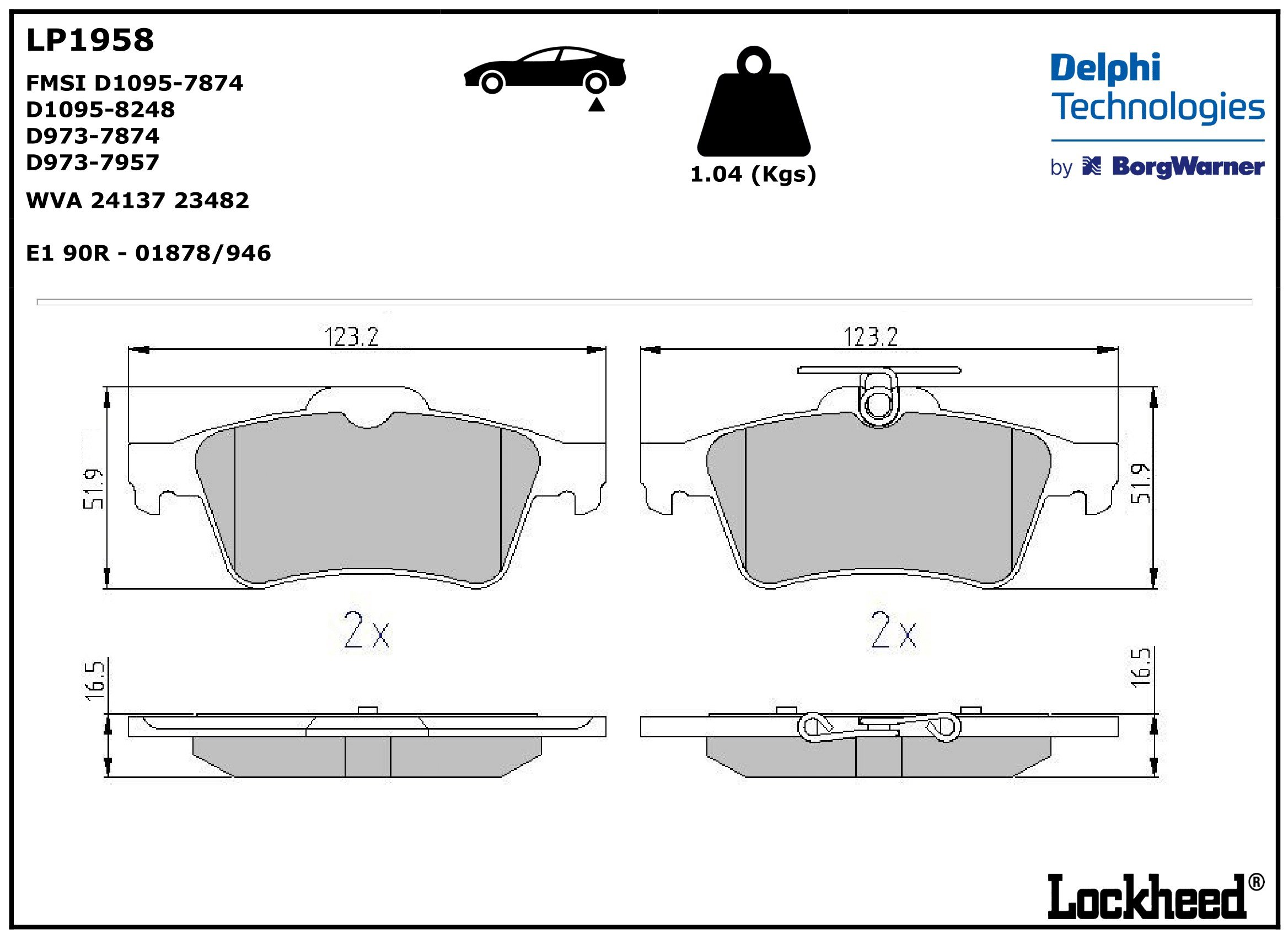 Disk Balata Arka Üstten Yaylı Focus Iı 04>12 C Max 07>10 C5 508 Megane Iı 01>07 Laguna 01> Latıtude 10> Vectra C 02> Mazda 3 99>09 Delphı LP1958