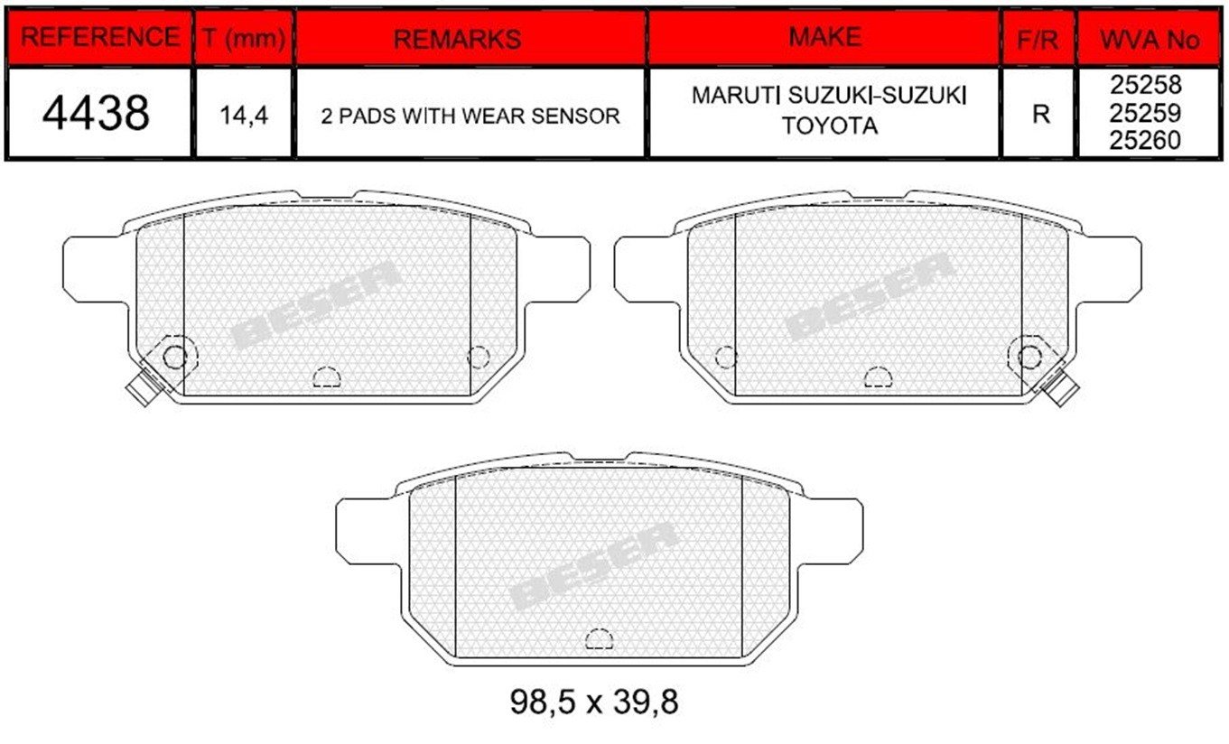 Disk Balata Arka Vitara 15> Sx4 S Cross 13> Swıft 10> Baleno 16> Recover 74438