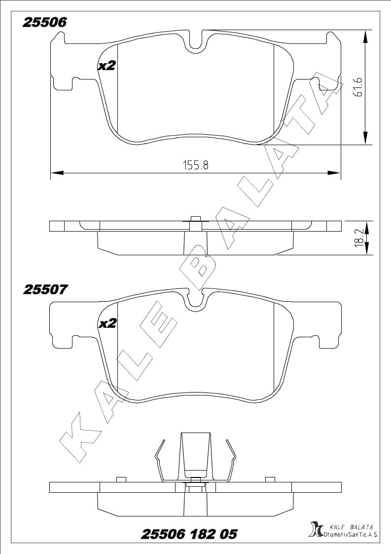 Disk Balata Ön 1 Seri F20 F21 10> 2 Seri F22 F23 F45 F46 F87 14> 3 Seri F30 F31 F34 F35 F80 11> 4 Seri F32 F82 13> Kalebalata 25506 182 05