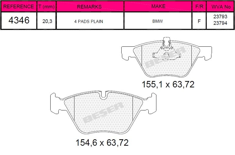 Disk Balata Ön 3 Seri (E90) (E91) (E92) (E93) 04>13 5 Seri (E60) (E61) 03>10 X1 (E84) 03>15 Recover 74346