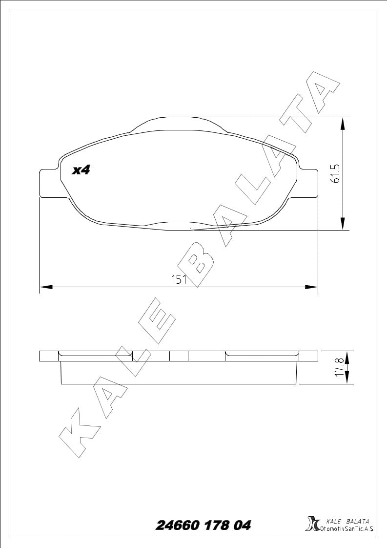 Disk Balata Ön 3008 09>15 308 07>13 408 10> 5008 09>15 Kalebalata 24660 178 04