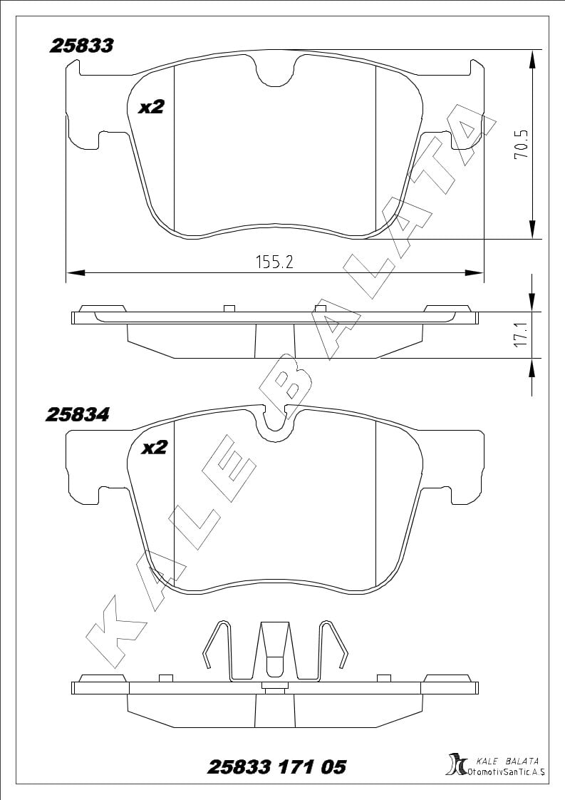 Disk Balata Ön 304 MM Disk İçin 3008 Suv 16> 308 Iı 13> C4 Grand Picasso Iı 13> C4 Picasso Iı 13> C4 Spacetour 18> Kalebalata 25833 171 05